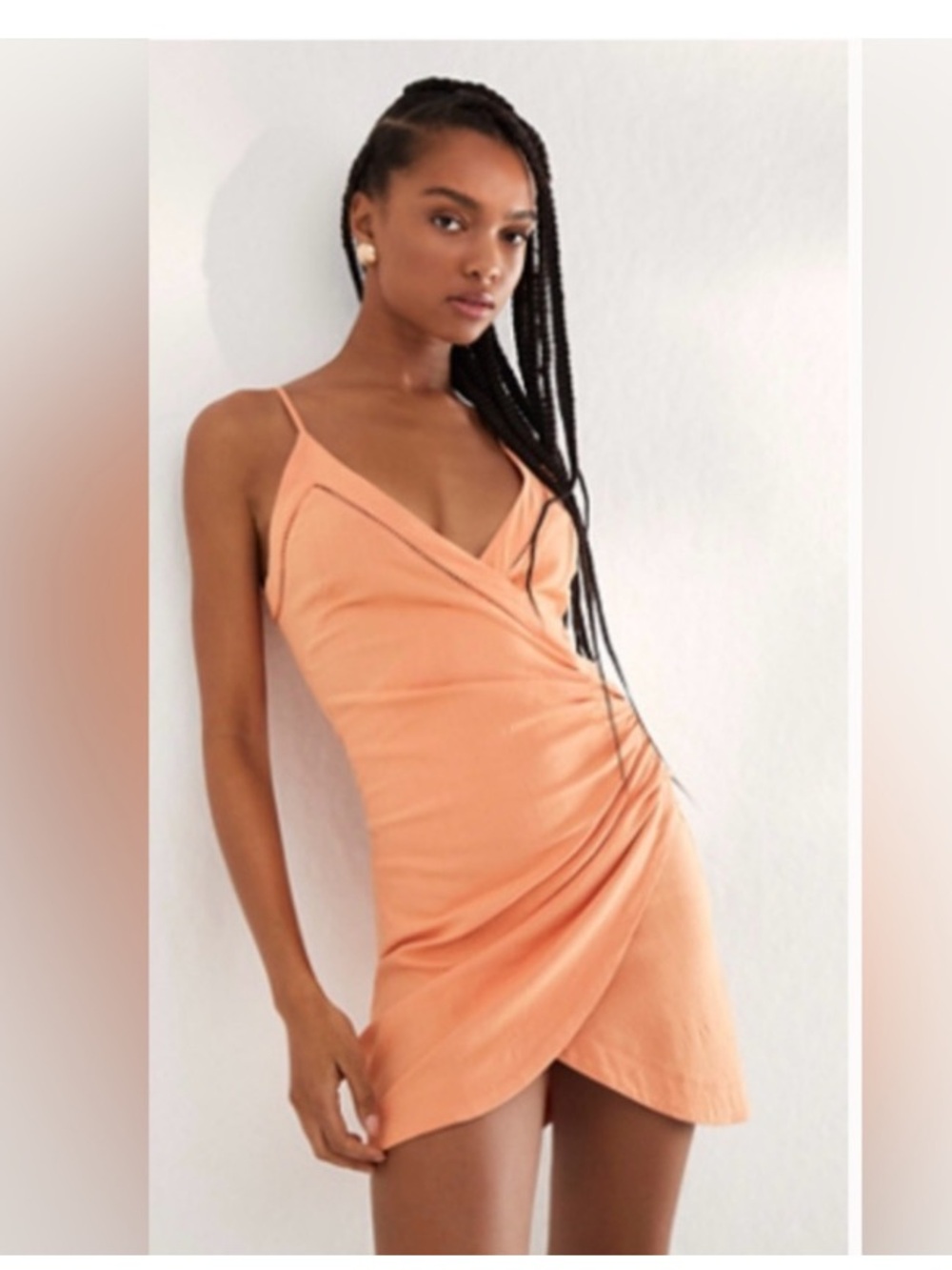 Intimately Free People Dylan wrap mini dress in light orange